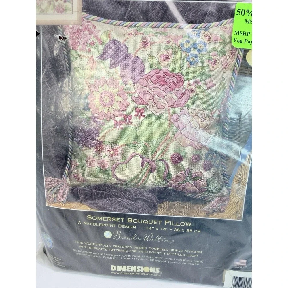 Dimensions Gold Collection Somerset Bouquet Pillow Needlepoint Kit 20017 Sealed